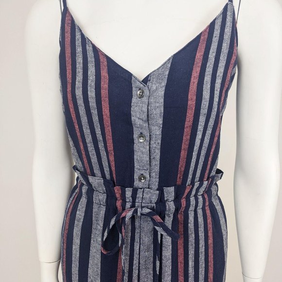 Splendid Linen Striped Jumpsuit NEW NWT S Blue - Picture 2 of 11